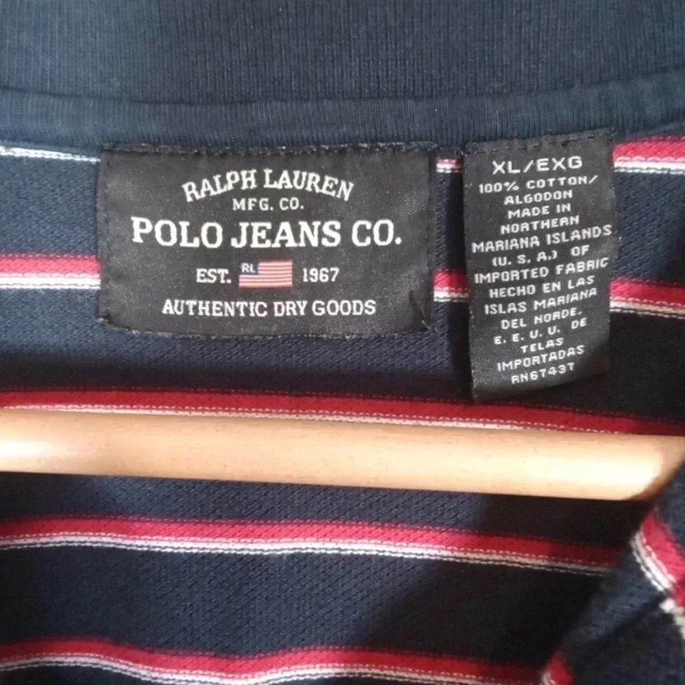 Ralph Lauren polo jeans company red/ blue Striped men's extra large/EXG